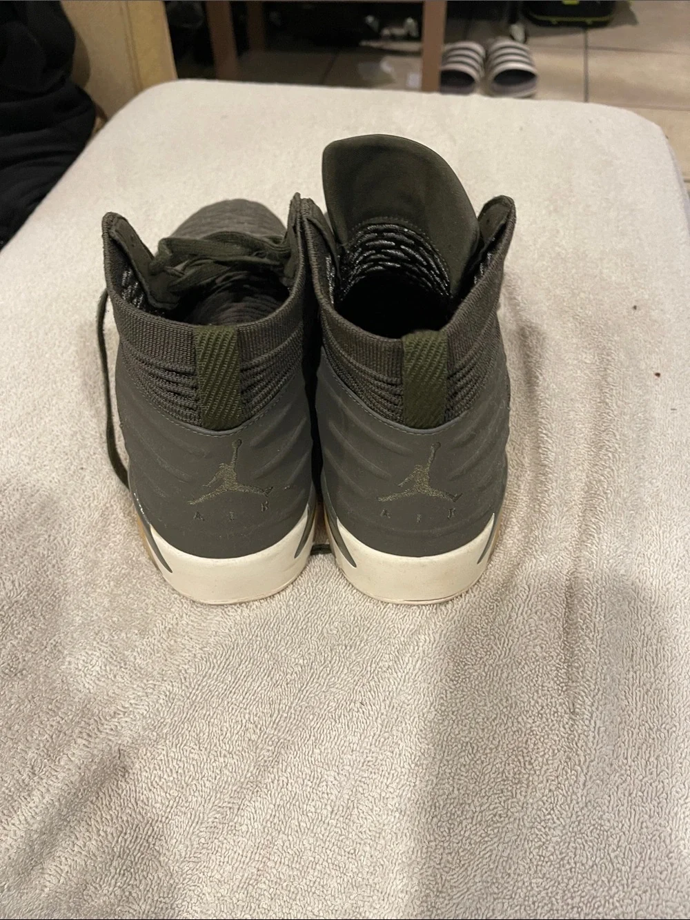 Nike Jordan Knit High-Top Sneakers in Dark Olive